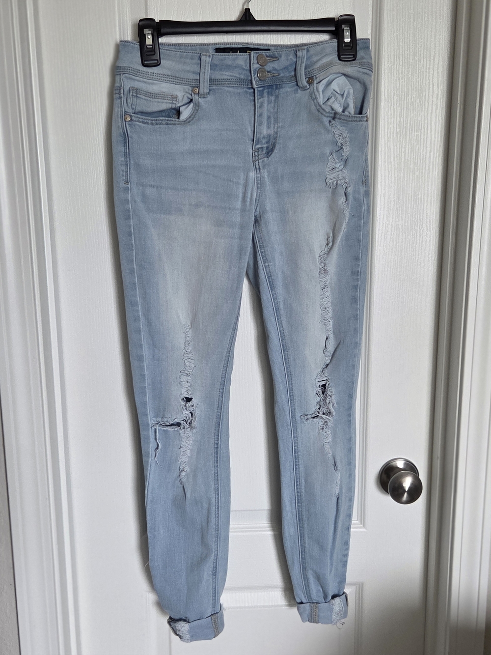 Indigo Light Blue Distressed Women’s Boyfriend Jeans